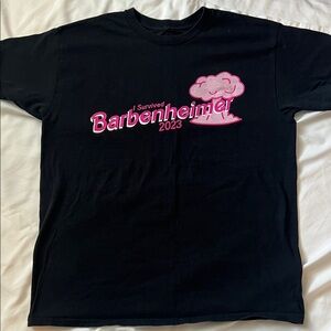 Black Graphic Tee with Pink Design